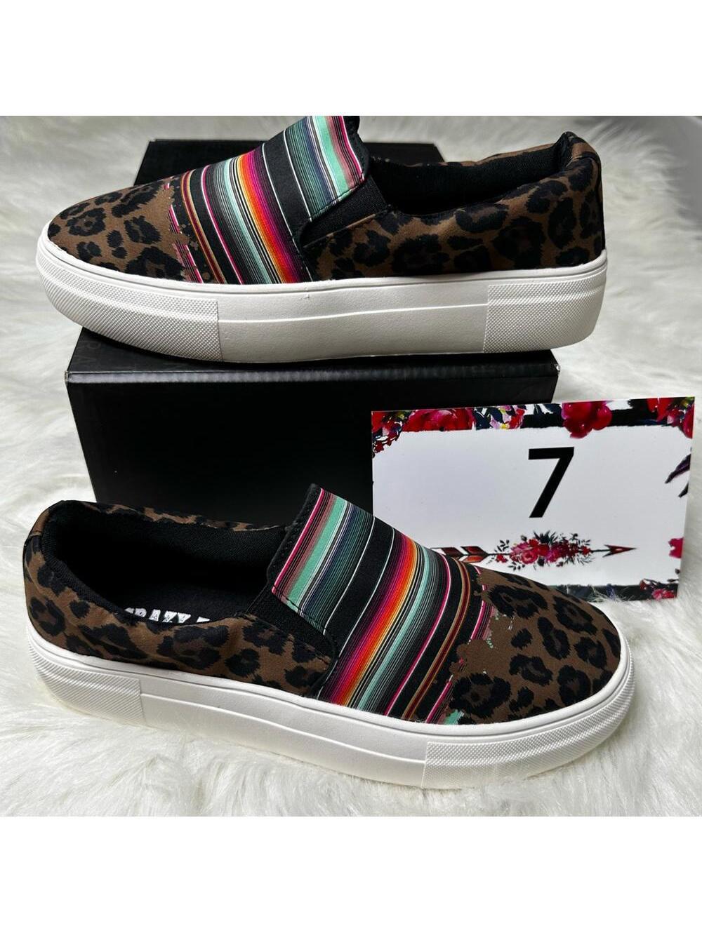 Crazy Train Size: 7 Leopard Print Slip-On Sneaker Shoes